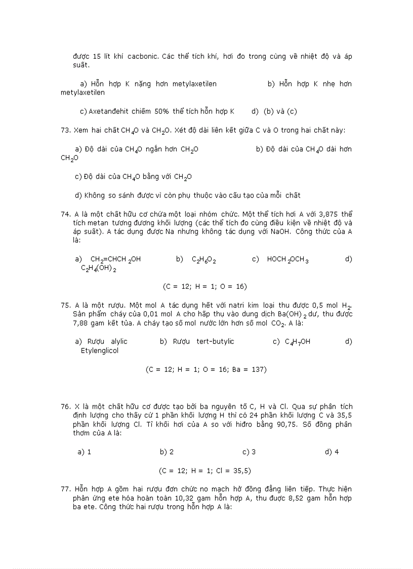 image for page Trắc nghiệm về hóa hữu cơ