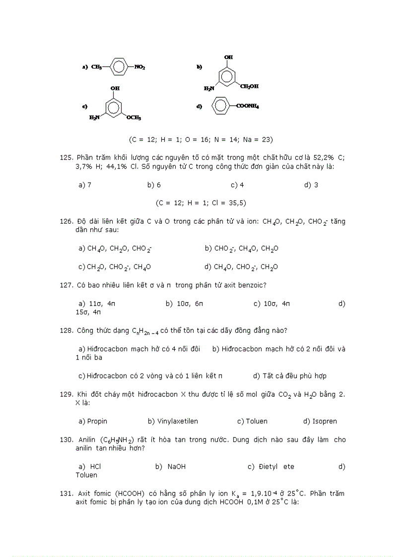 image for page Trắc nghiệm về hóa hữu cơ