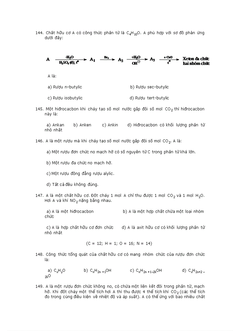 image for page Trắc nghiệm về hóa hữu cơ