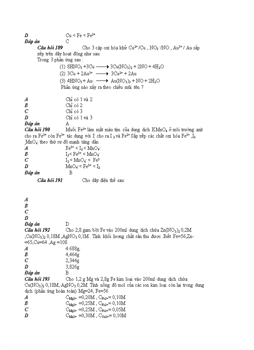 image for page 100 câu hỏi hoá học trắc nghiệm