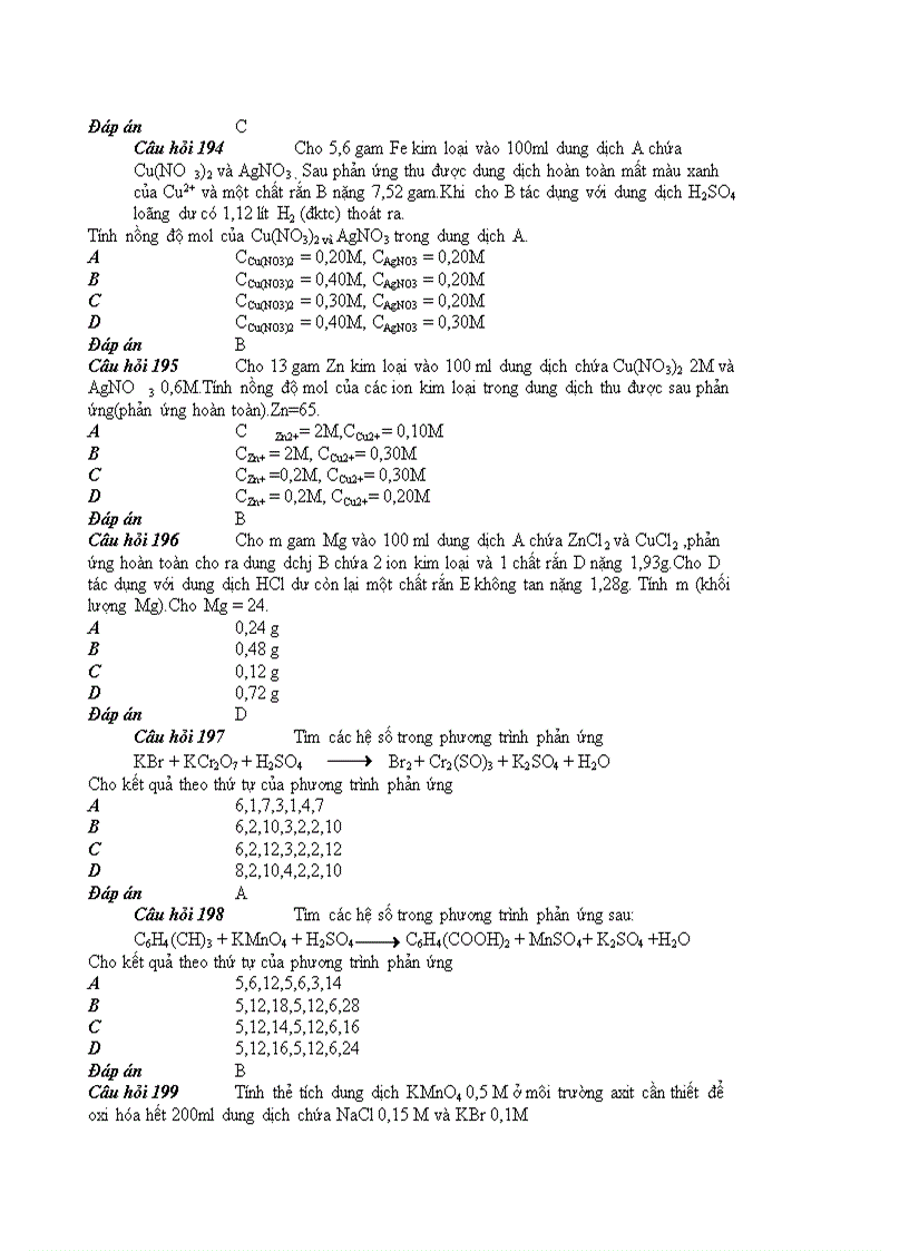 image for page 100 câu hỏi hoá học trắc nghiệm