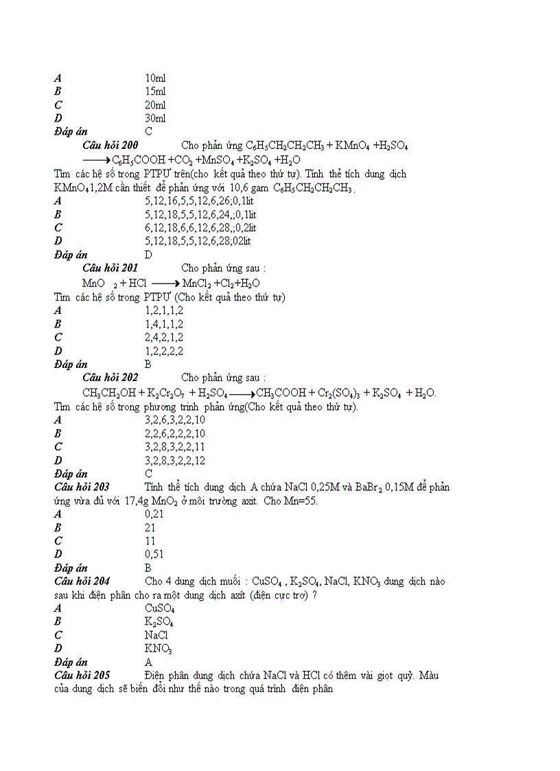 image for page 100 câu hỏi hoá học trắc nghiệm