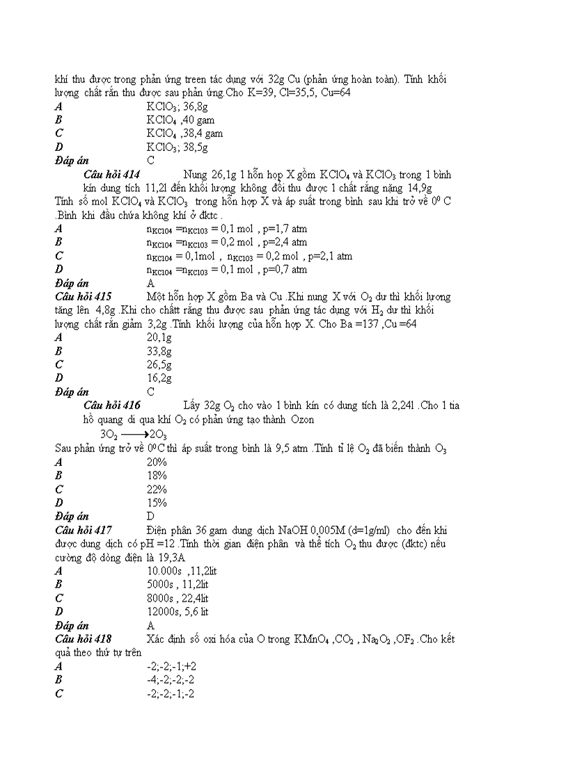 image for page 100 câu hỏi hoá học trắc nghiệm