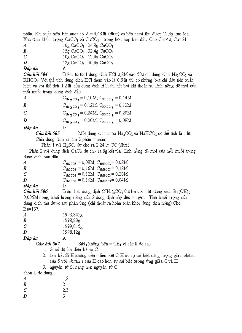 image for page 100 câu hỏi hoá học trắc nghiệm