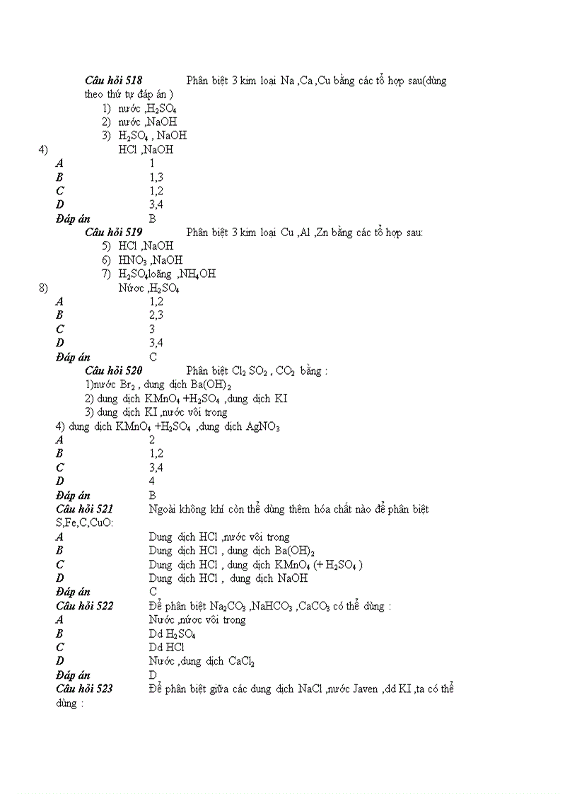 image for page 100 câu hỏi hoá học trắc nghiệm