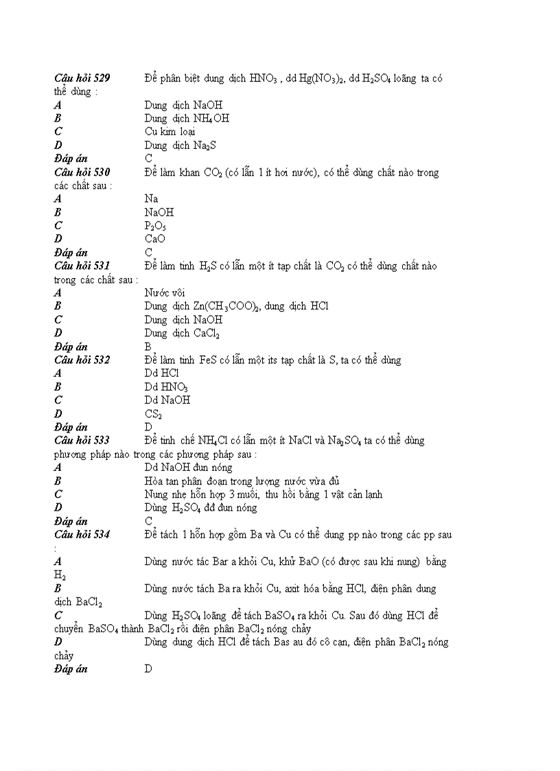 image for page 100 câu hỏi hoá học trắc nghiệm