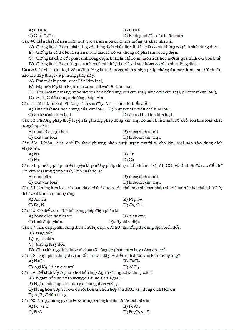 image for page 146 câu hỏi trắc nghiệm Hóa 12 Đại cương về kim loại
