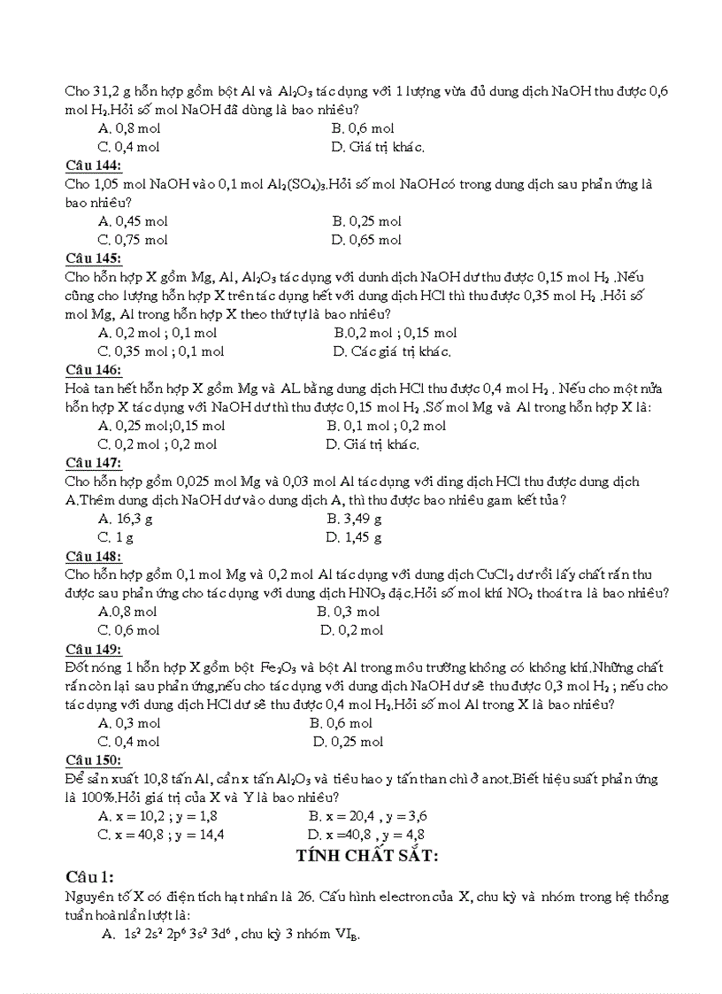 image for page 146 câu hỏi trắc nghiệm Hóa 12 Đại cương về kim loại