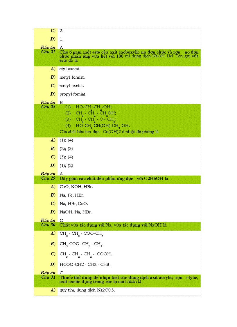 image for page 168 câu hỏi trắc nghiệm Hóa 12