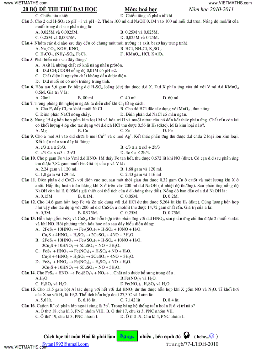 image for page 20 bộ đề thi thử ĐH ĐH Duy Tân