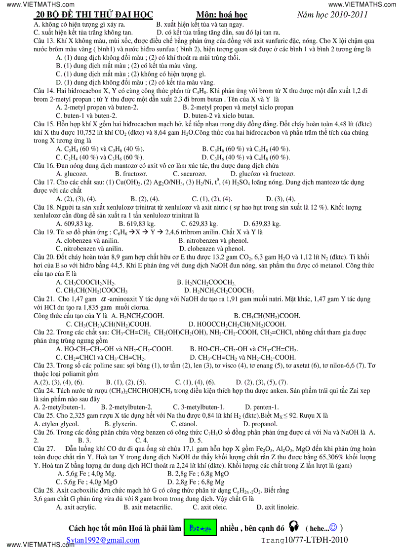 image for page 20 bộ đề thi thử ĐH ĐH Duy Tân