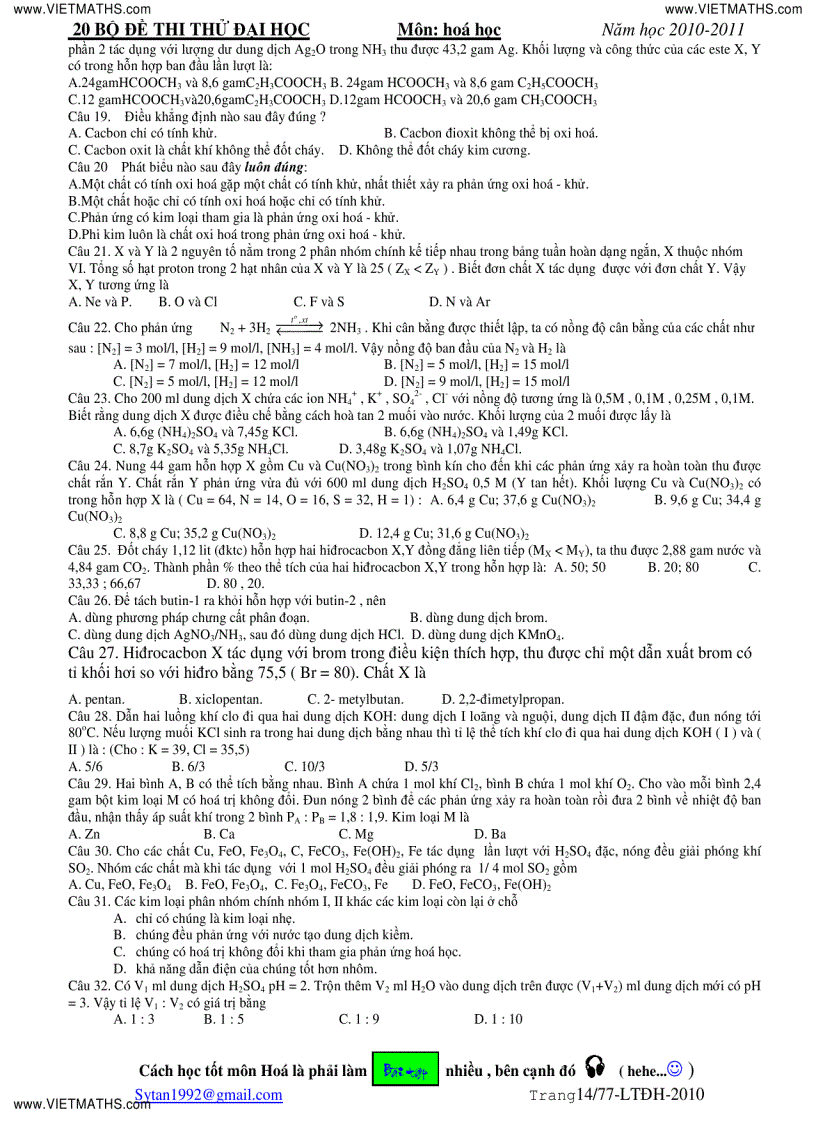 image for page 20 bộ đề thi thử ĐH ĐH Duy Tân