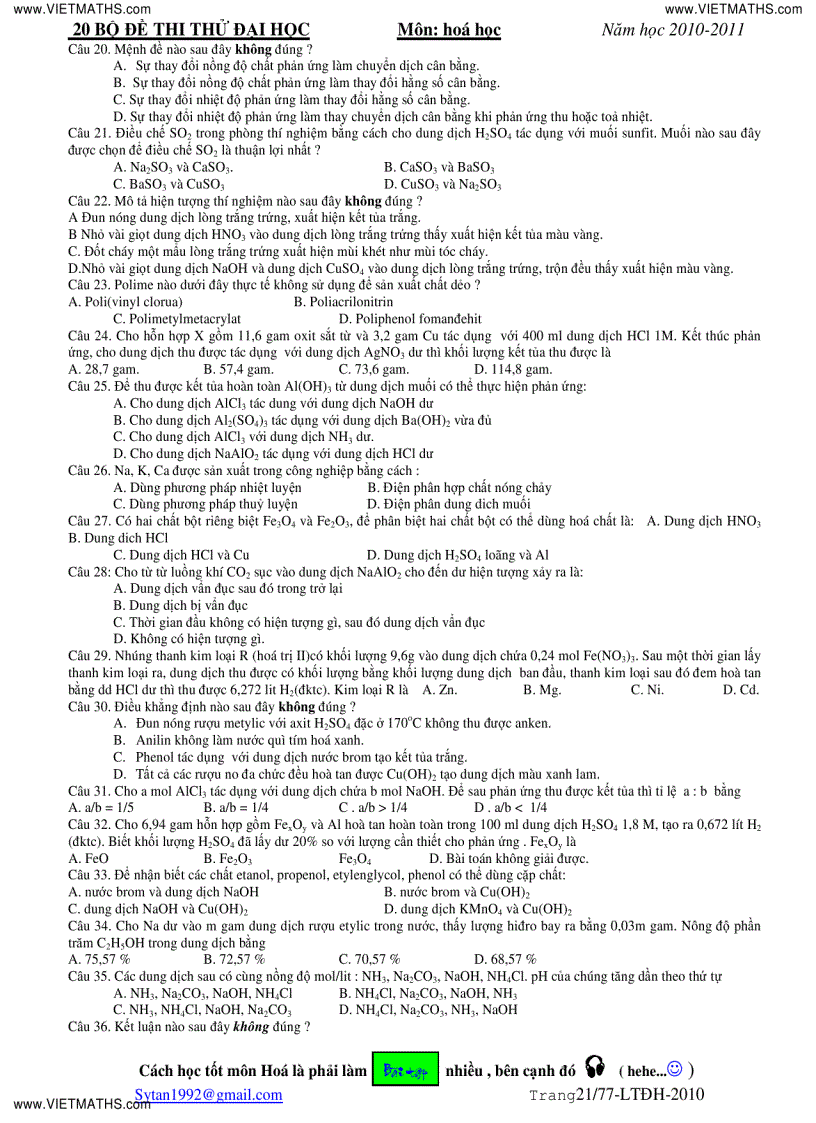 image for page 20 bộ đề thi thử ĐH ĐH Duy Tân