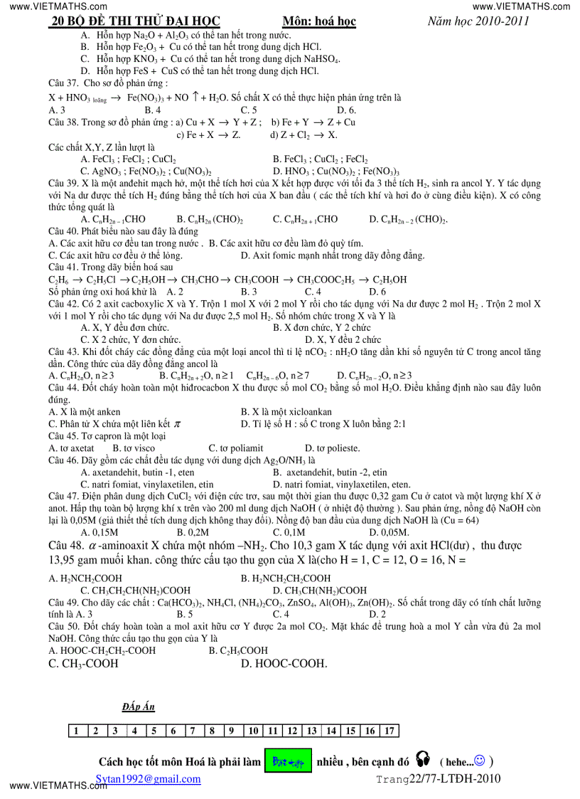 image for page 20 bộ đề thi thử ĐH ĐH Duy Tân