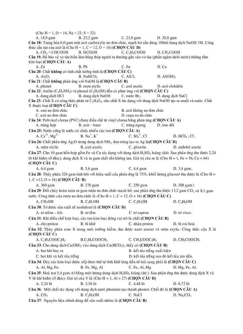 image for page 2007 HOÁ De Da lần1 Kpb TN THPT