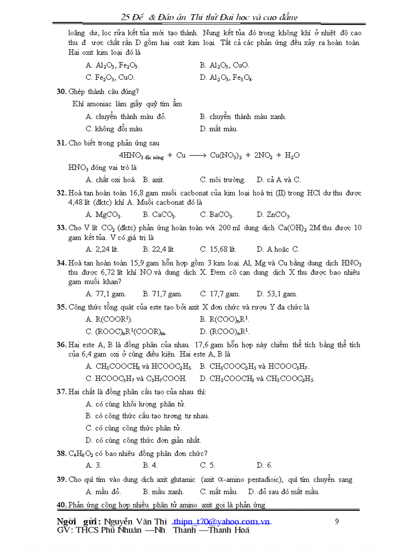 image for page 25 đề đáp án hóa học thi thử đại hoc và cao đẳng