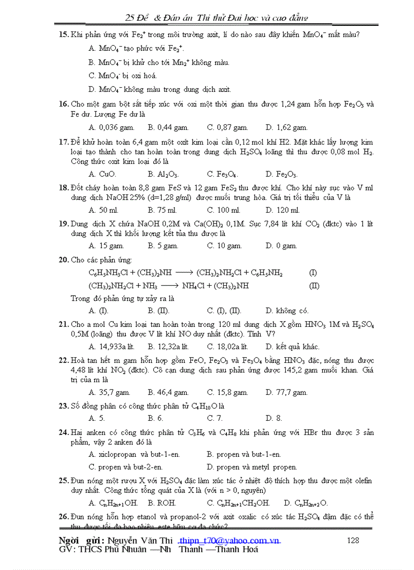 image for page 25 đề đáp án hóa học thi thử đại hoc và cao đẳng