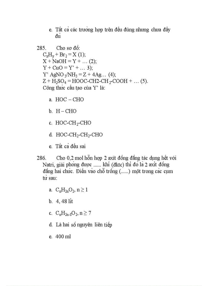 image for page 300 câu hỏi TNKQ Hóa ôn thi TN THPT