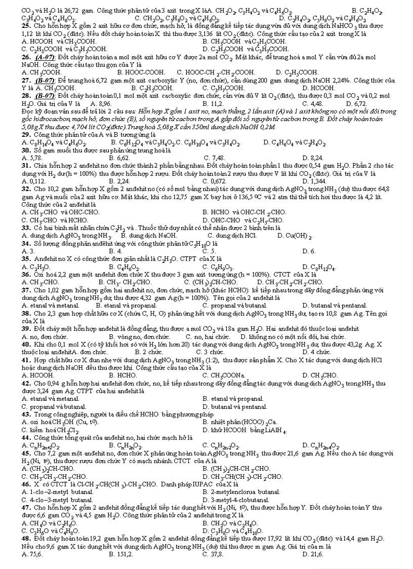 image for page 317 câu bài tập ancol andehit âxit