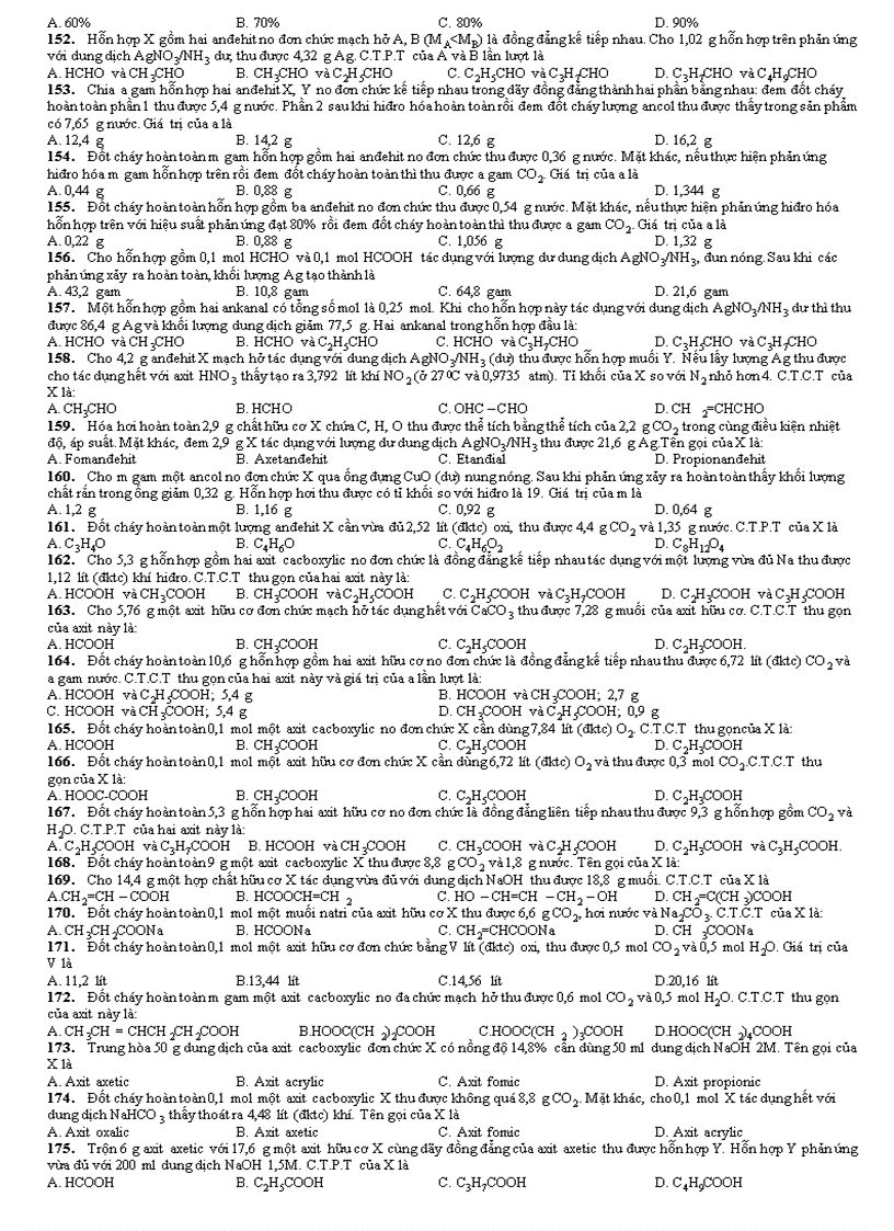 image for page 317 câu bài tập ancol andehit âxit