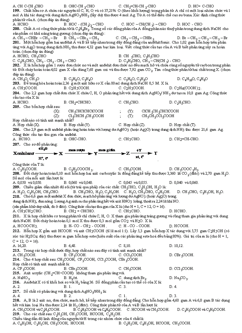 image for page 317 câu bài tập ancol andehit âxit