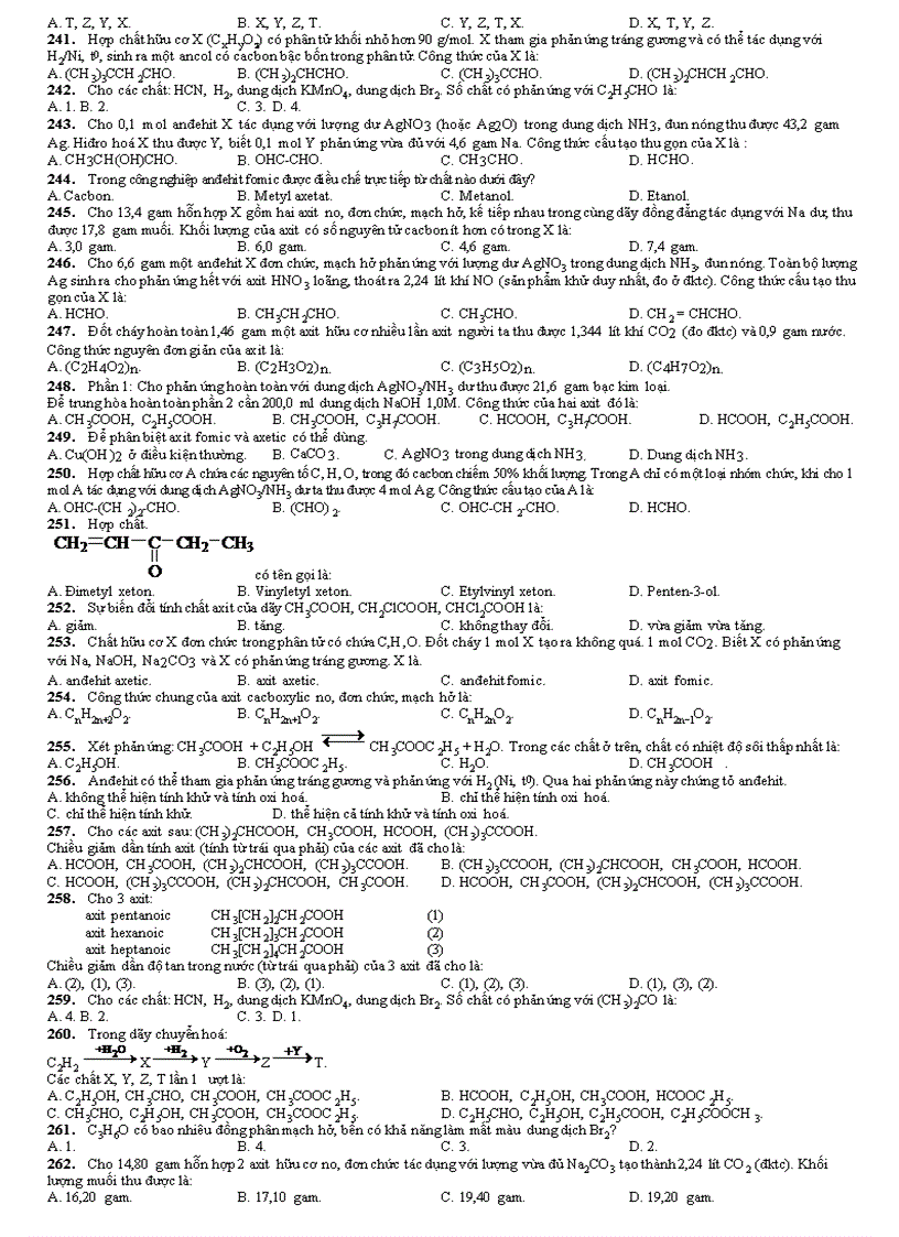image for page 317 câu bài tập ancol andehit âxit