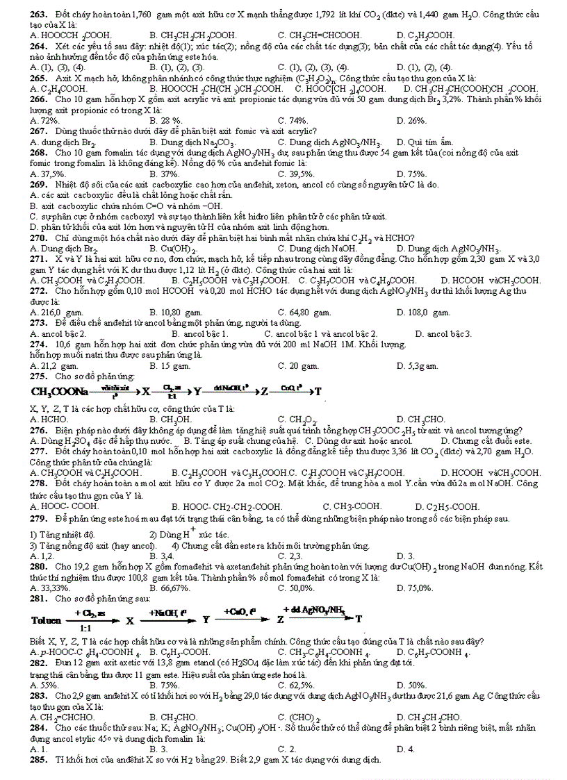 image for page 317 câu bài tập ancol andehit âxit