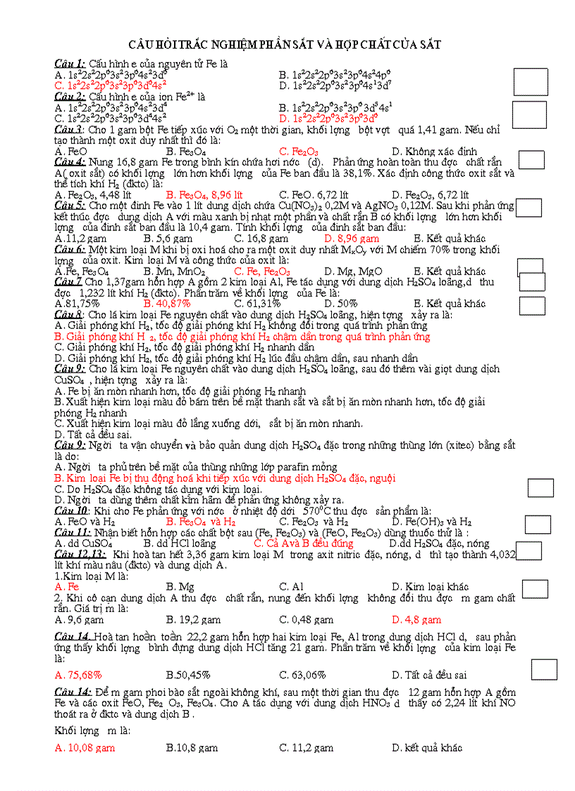 image for page 50 câu trắc nghiệm phần Fe
