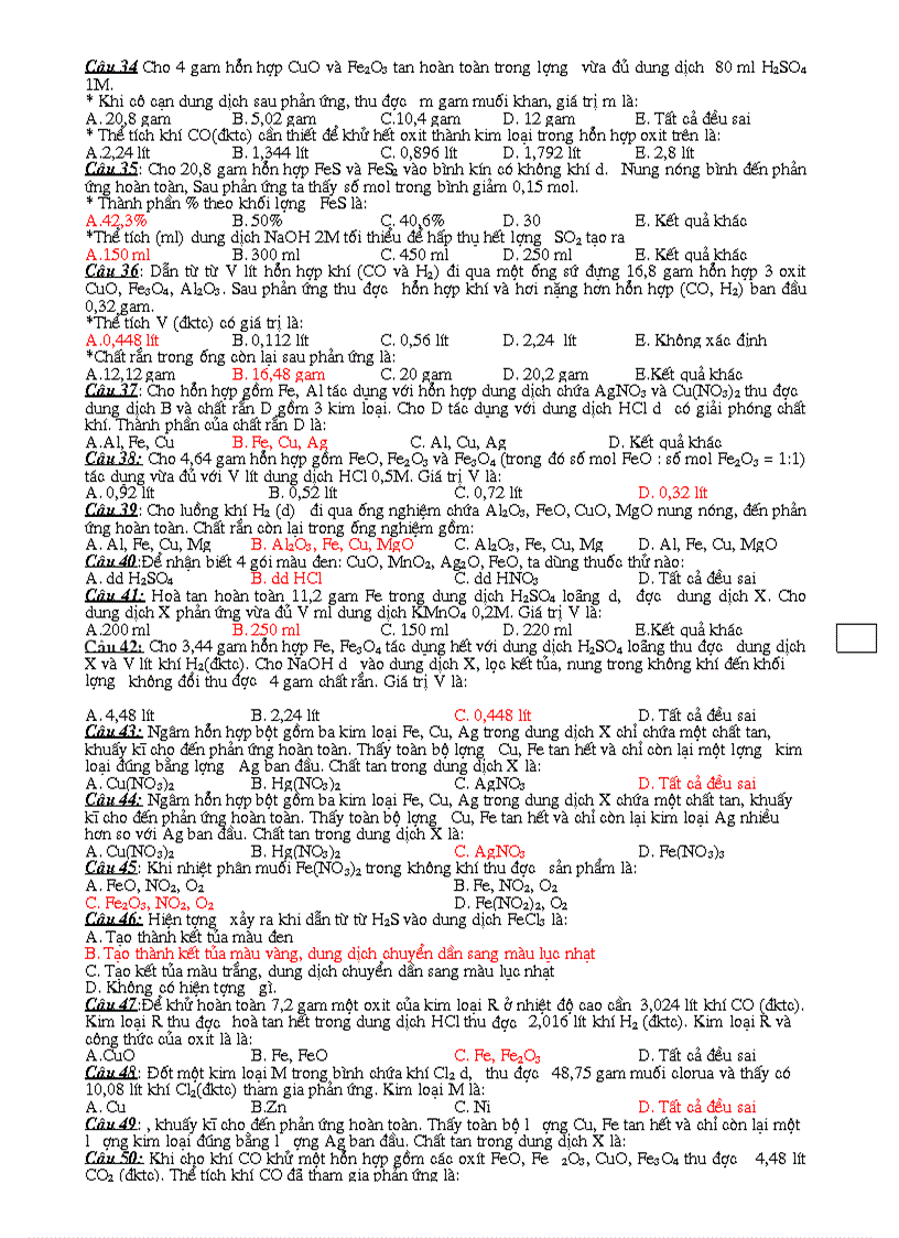 image for page 50 câu trắc nghiệm phần Fe