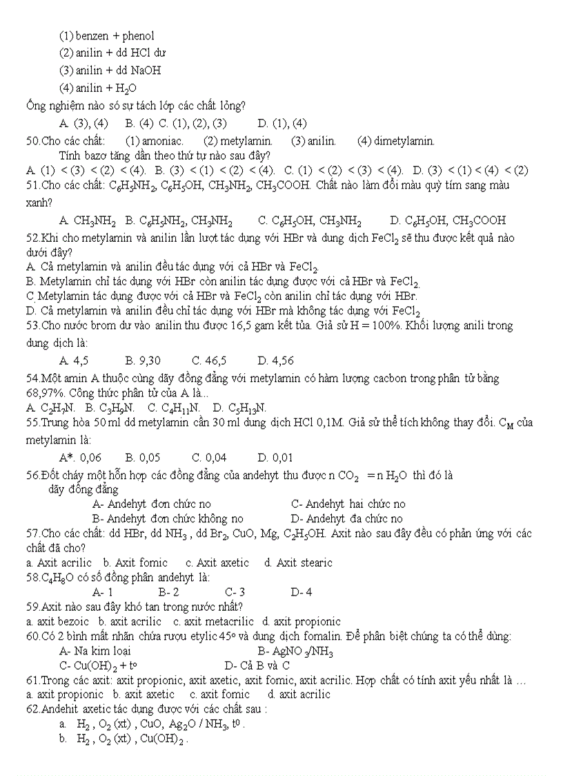 image for page 500 câu hỏi TN hóa