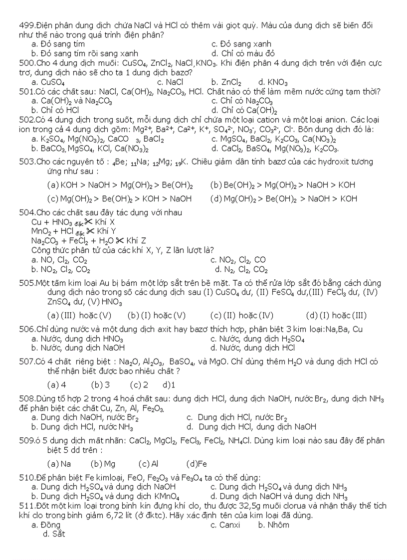 image for page 500 câu hỏi trắc nghiệm hóa