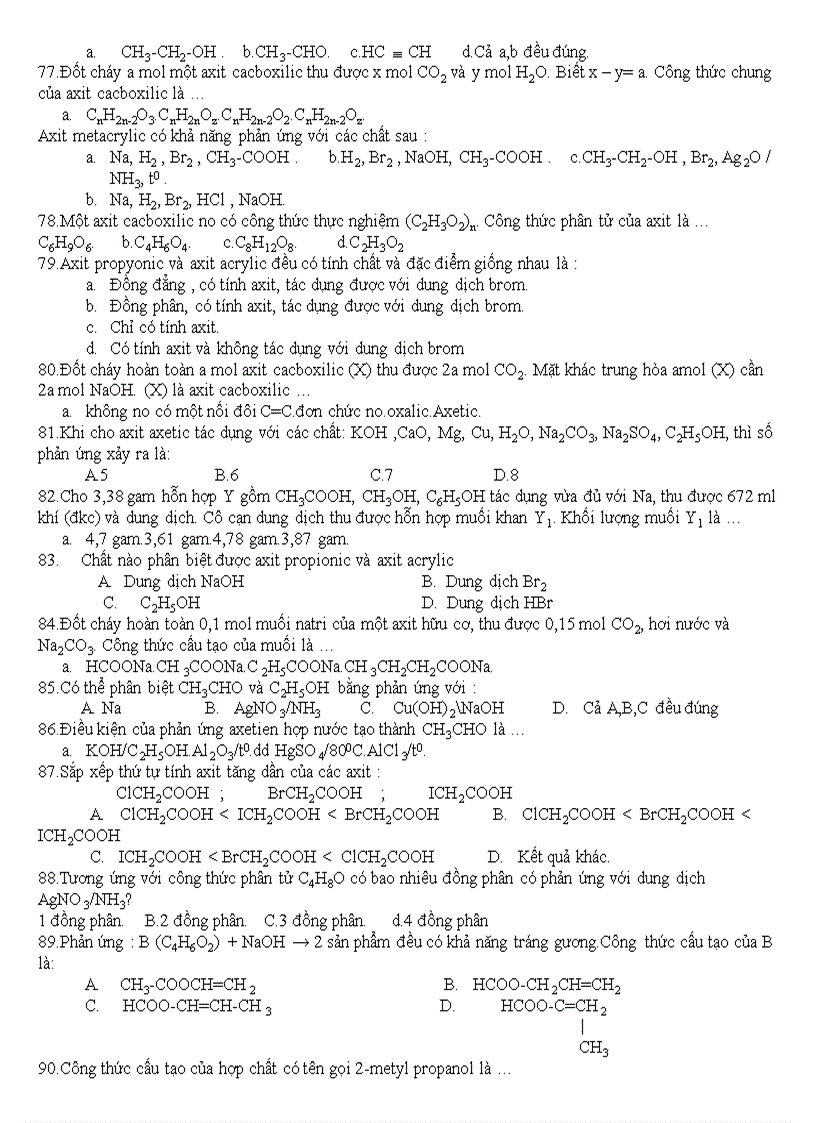 image for page 500 câu TN LTĐH môn hóa