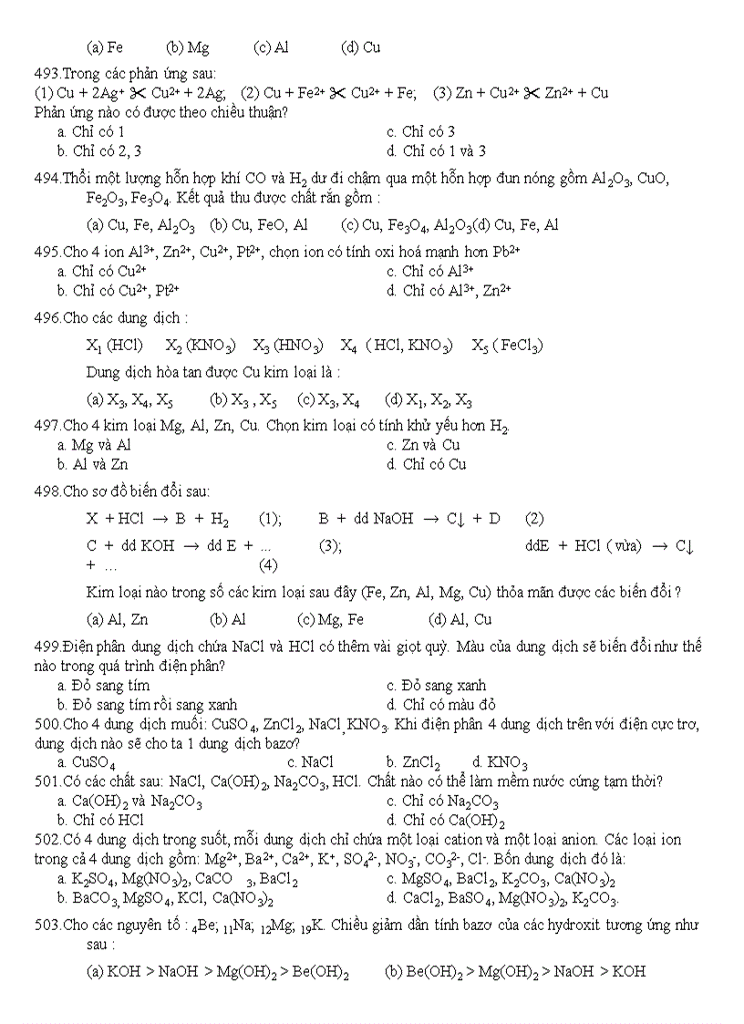 image for page 500 câu TN LTĐH môn hóa