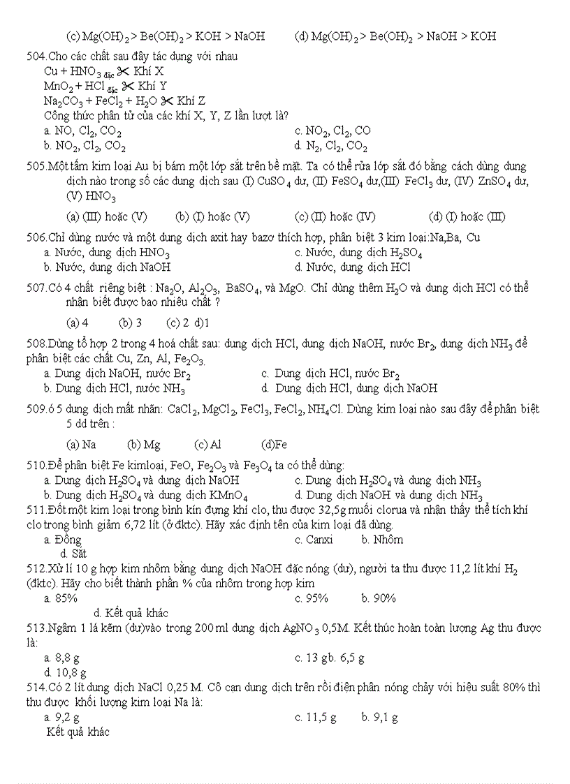 image for page 500 câu TN LTĐH môn hóa