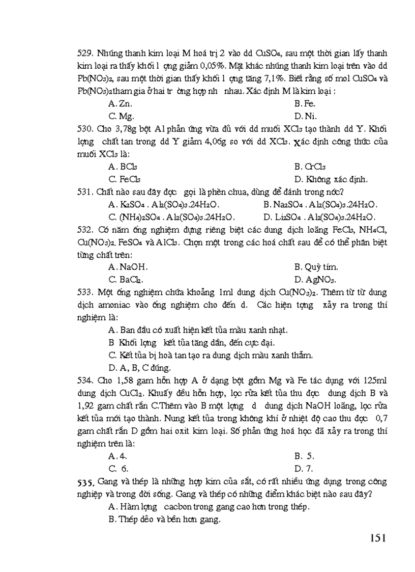 image for page 555 câu hỏi trắc nghiệm LTDH 1
