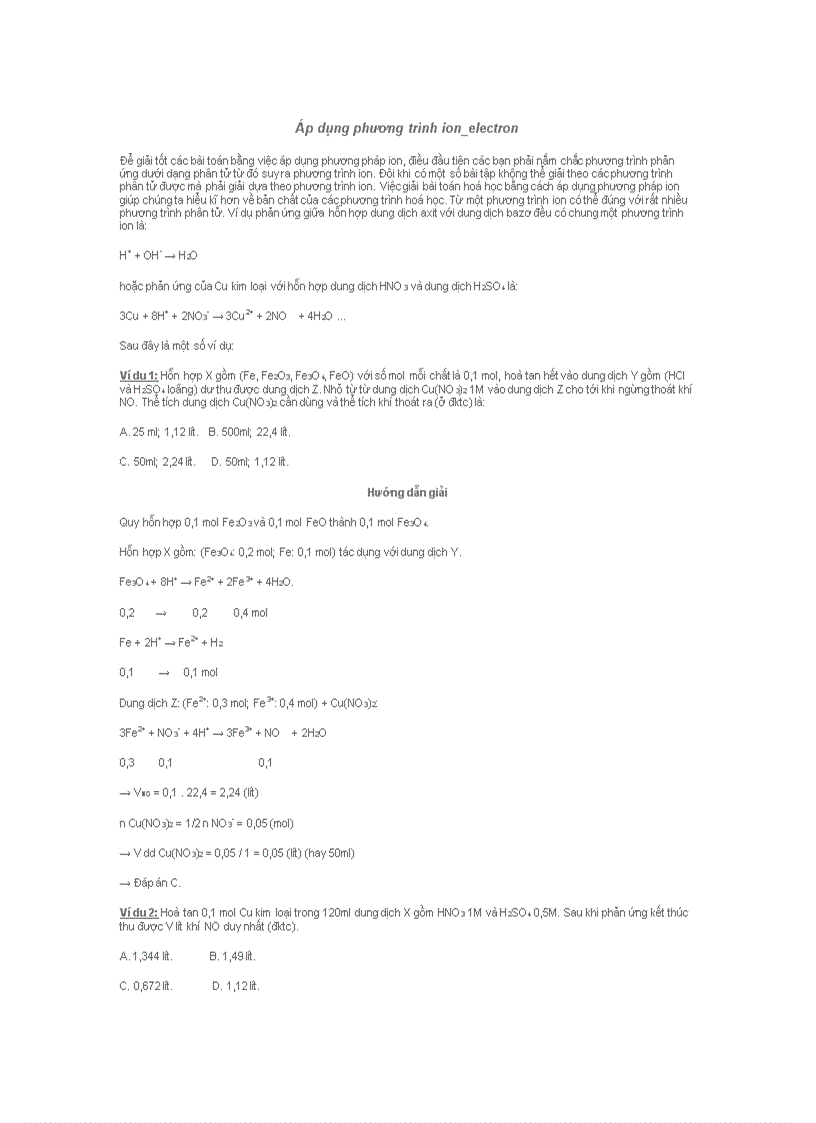 image for page Áp dụng phương trình ion