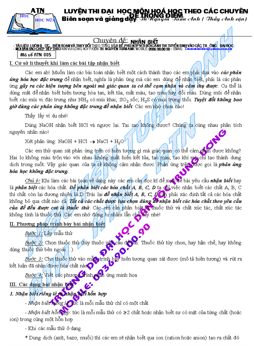 image for page Bài giảng chuyên đề nhận biết