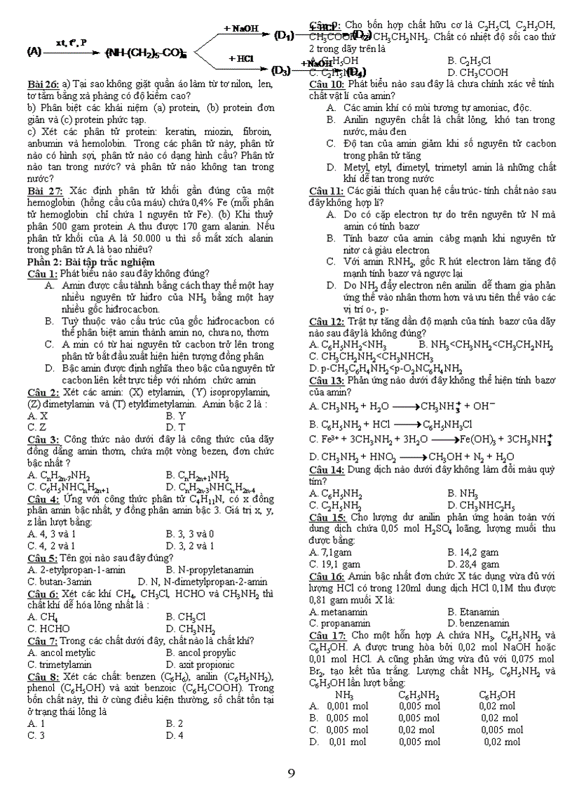 image for page Bài tập amin aminoaxit protein và polime