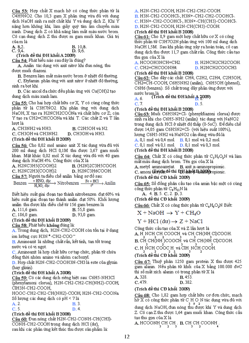 image for page Bài tập amin aminoaxit protein và polime