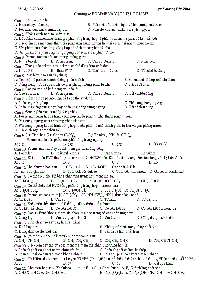 image for page Bài tập day hè polime