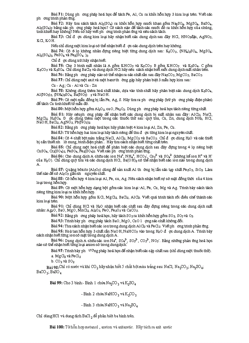 image for page Bai tap nhan biet va tach chat