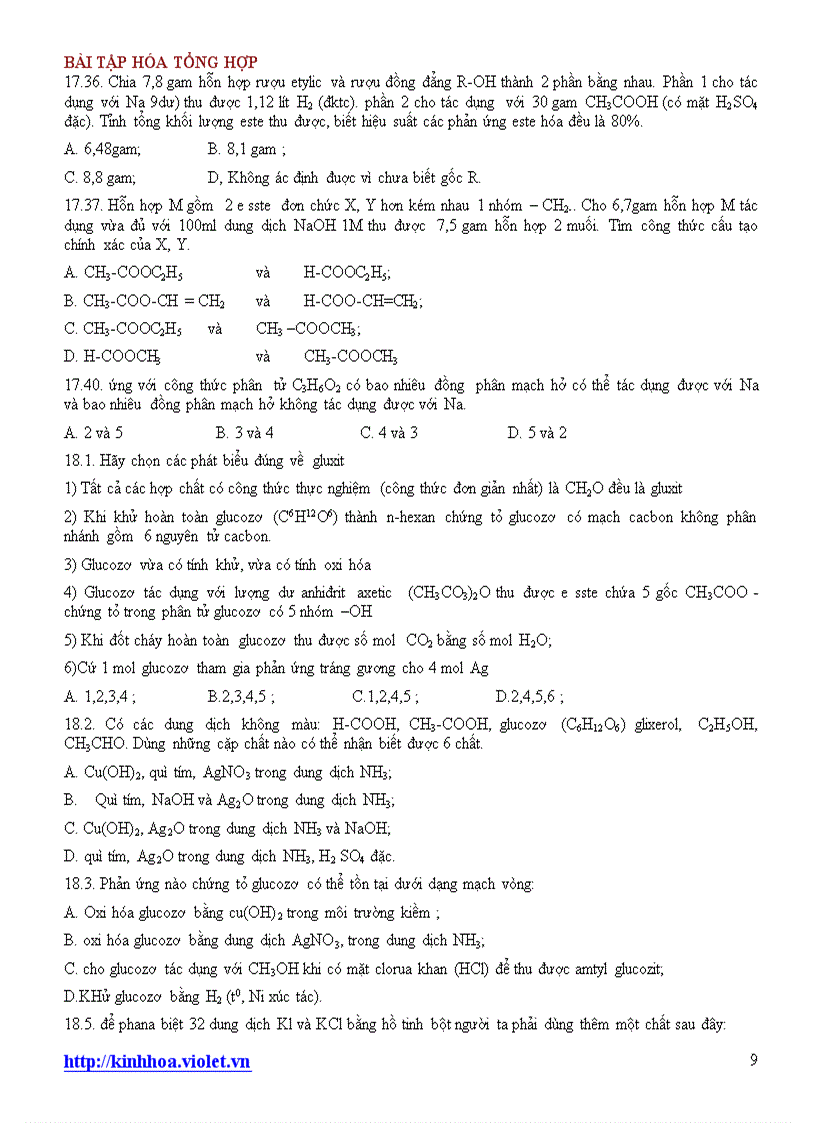 image for page Bài tập ôn tập hóa tổng hợp