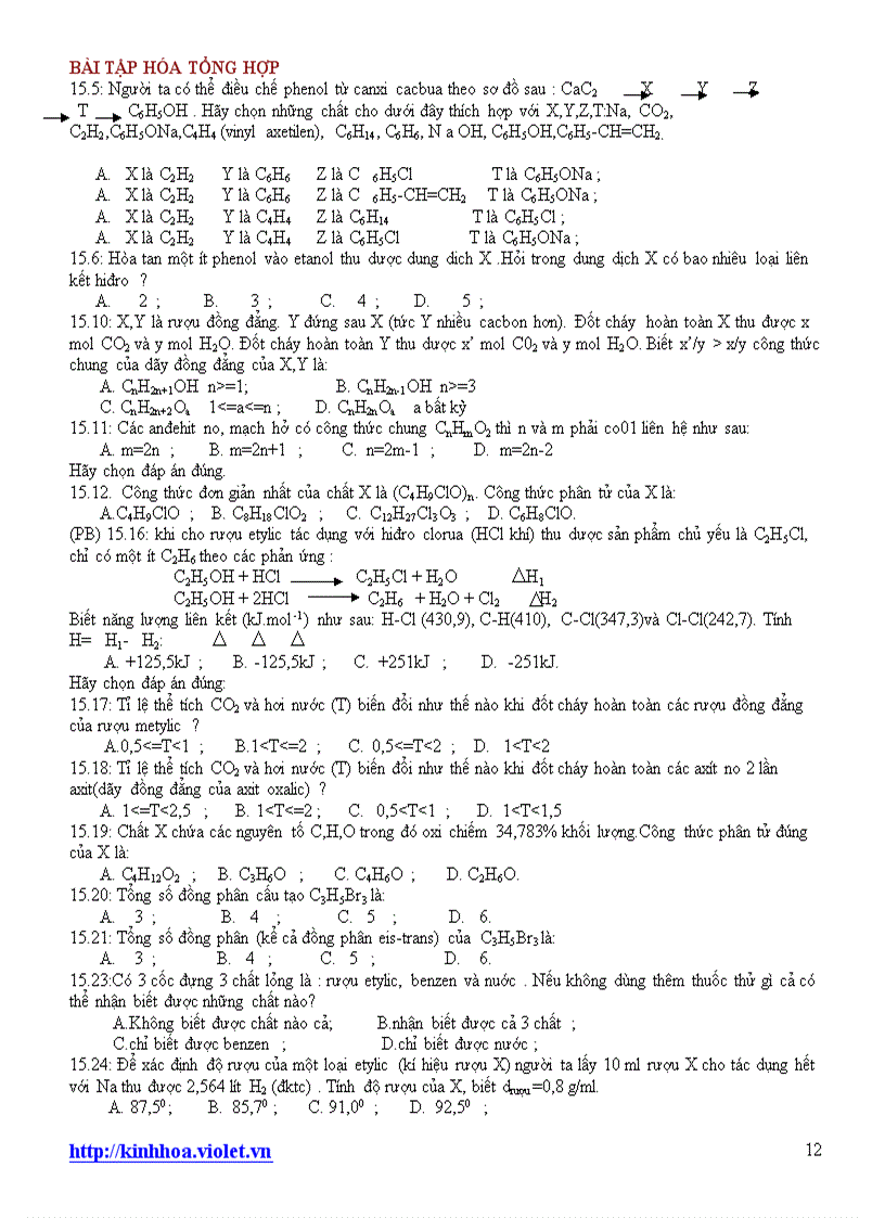 image for page Bài tập ôn tập hóa tổng hợp