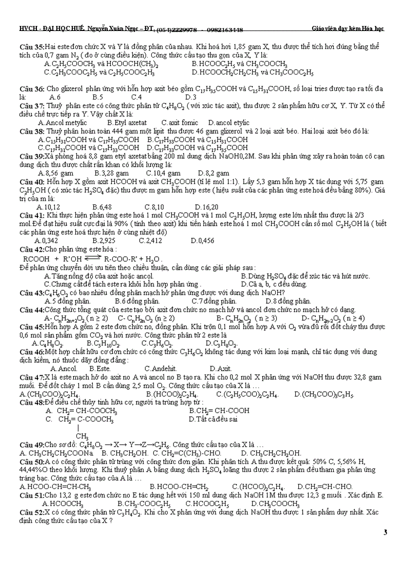 image for page Bài tập ôn thi đại học cao đẳng tnthpt tổng hợp este