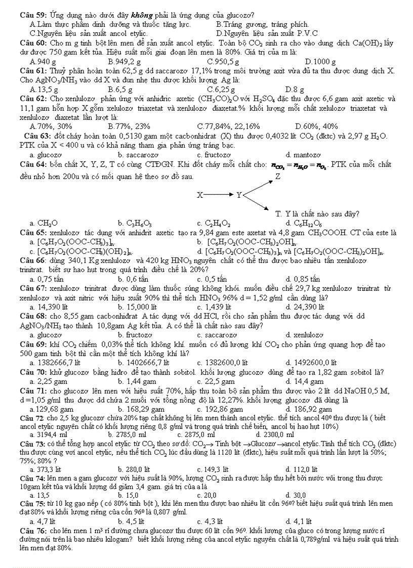 image for page Bài tập phần cacbonhidrat