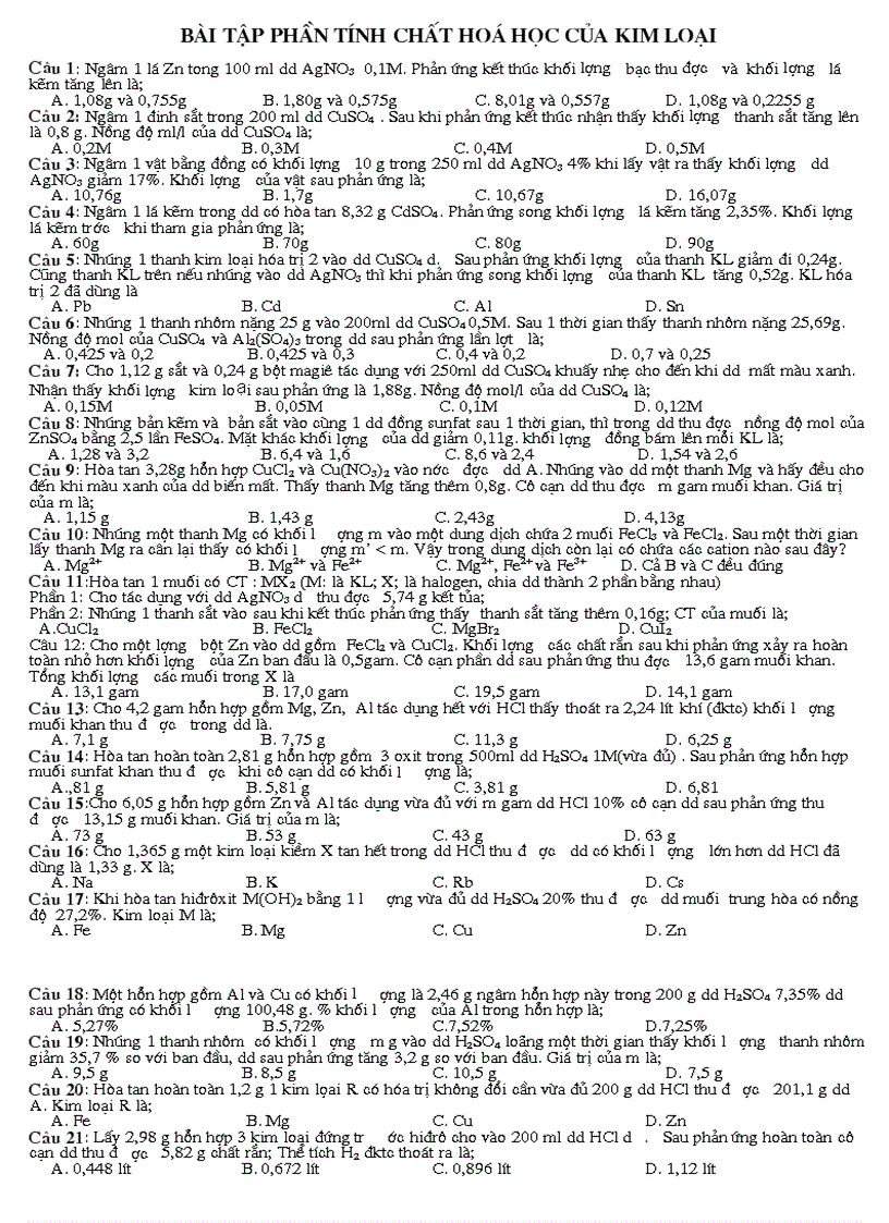 image for page Bài tập phần đại cương về kim loại