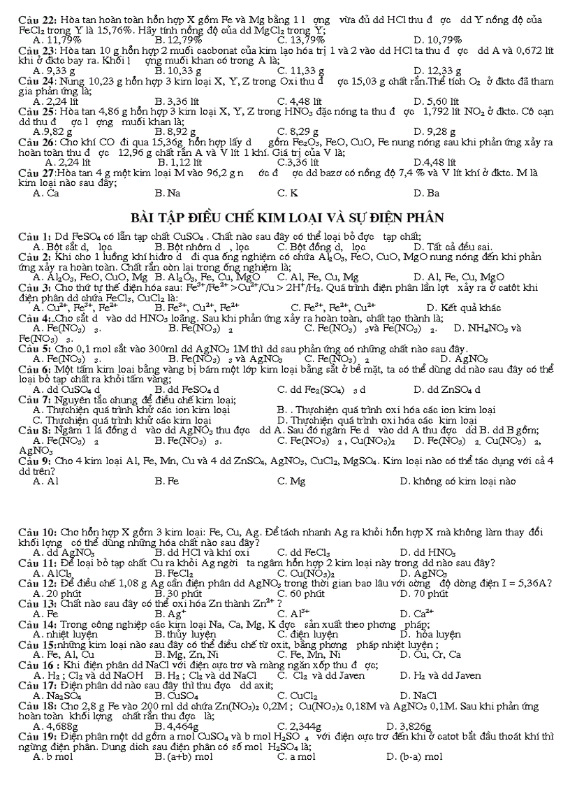 image for page Bài tập phần đại cương về kim loại