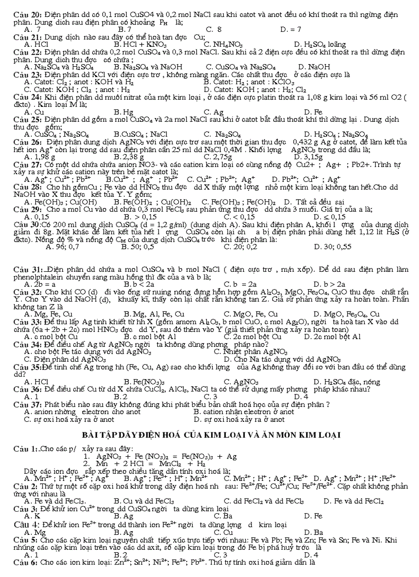 image for page Bài tập phần đại cương về kim loại