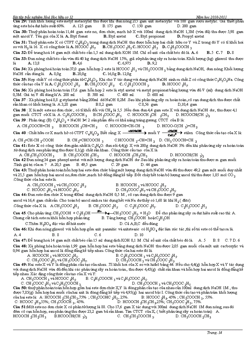 image for page Bai tap tong hop Hoa 12 theo tung chuong