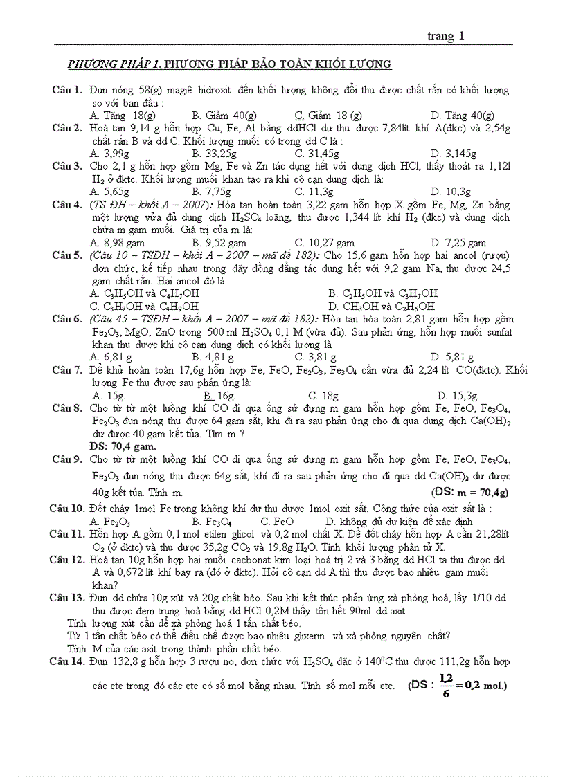 image for page Bài tập về các phương pháp giải hóa học